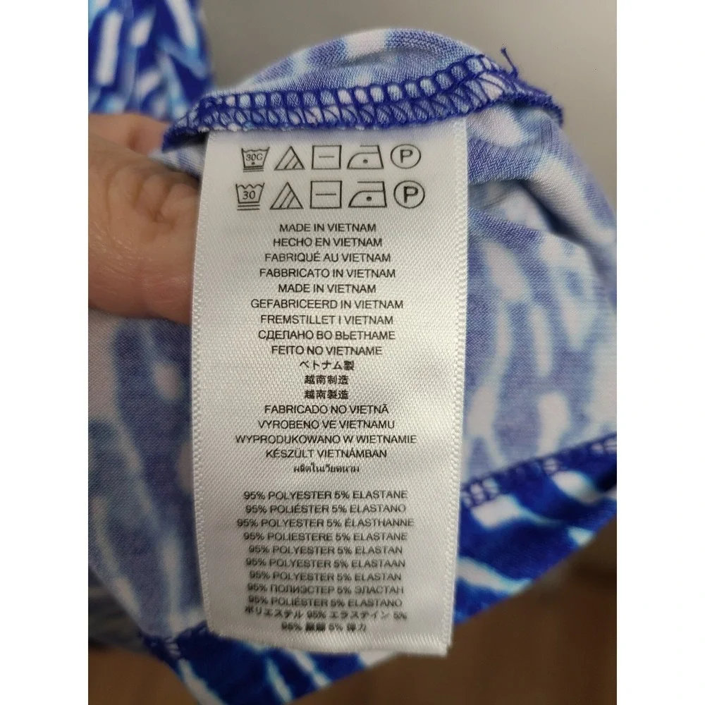 MICHAEL Michael Kors Mini Dress Small Blue White Abstract Short Sleeve Casual